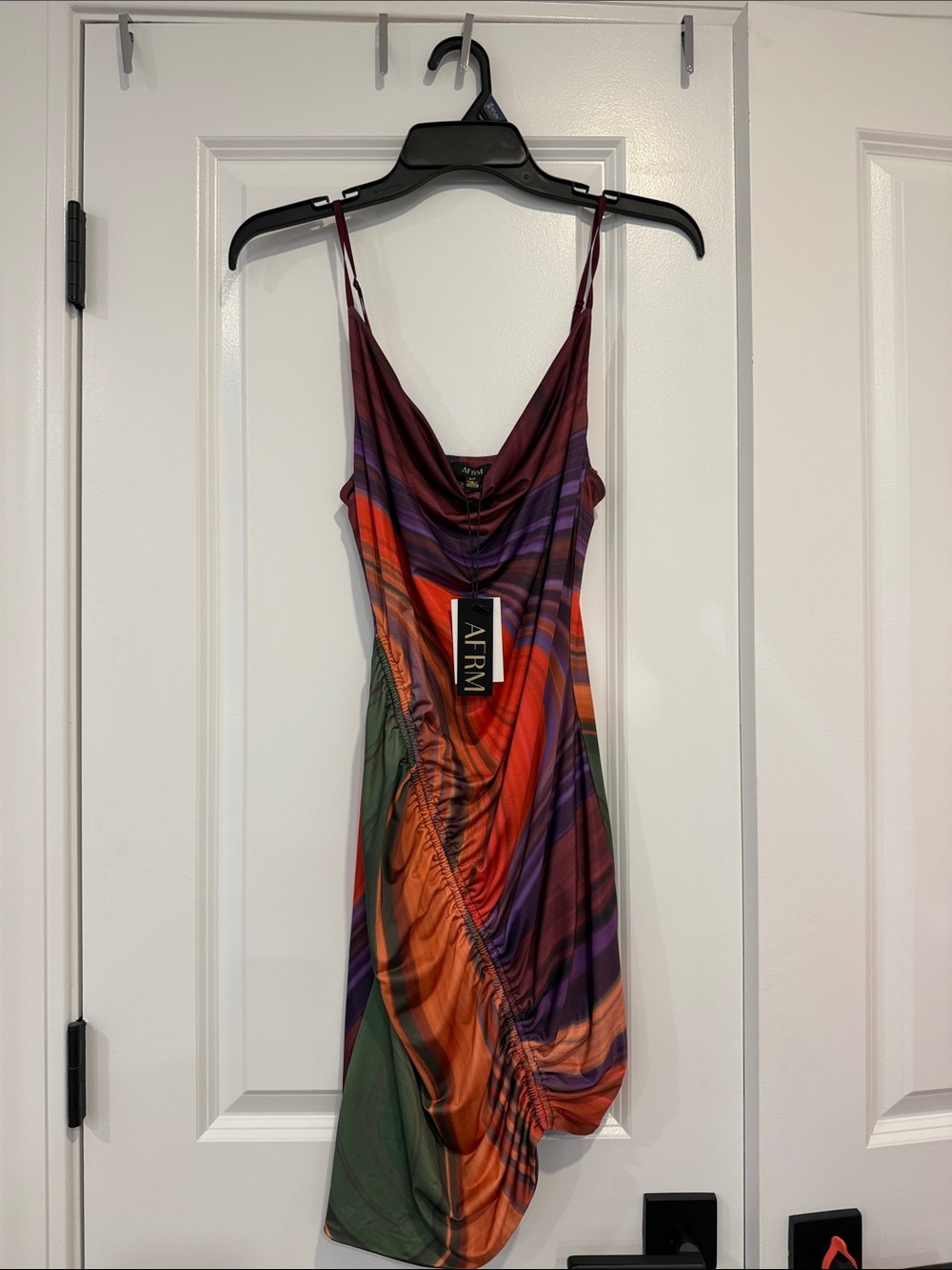 AFRM Multicolor Asymmetrical Strappy Cowl Dress